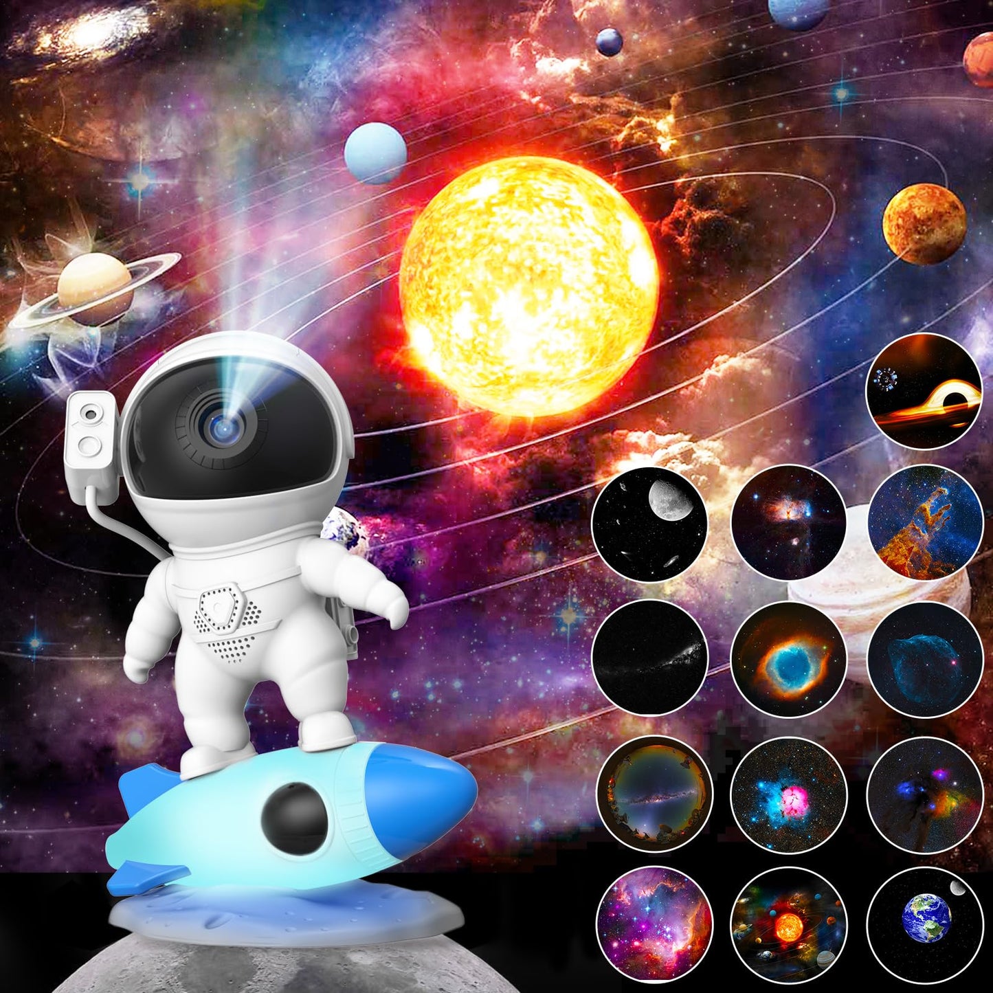 Rocket Astronaut Galaxy Projector